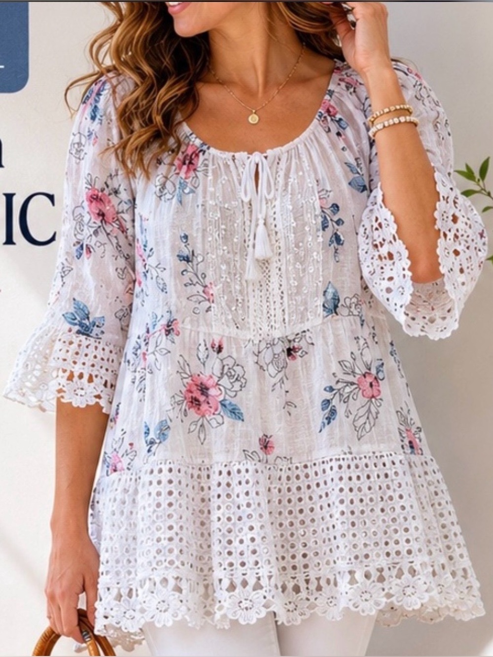Cottagecore Lace & Floral Top
100% Cotton
Made in Italy